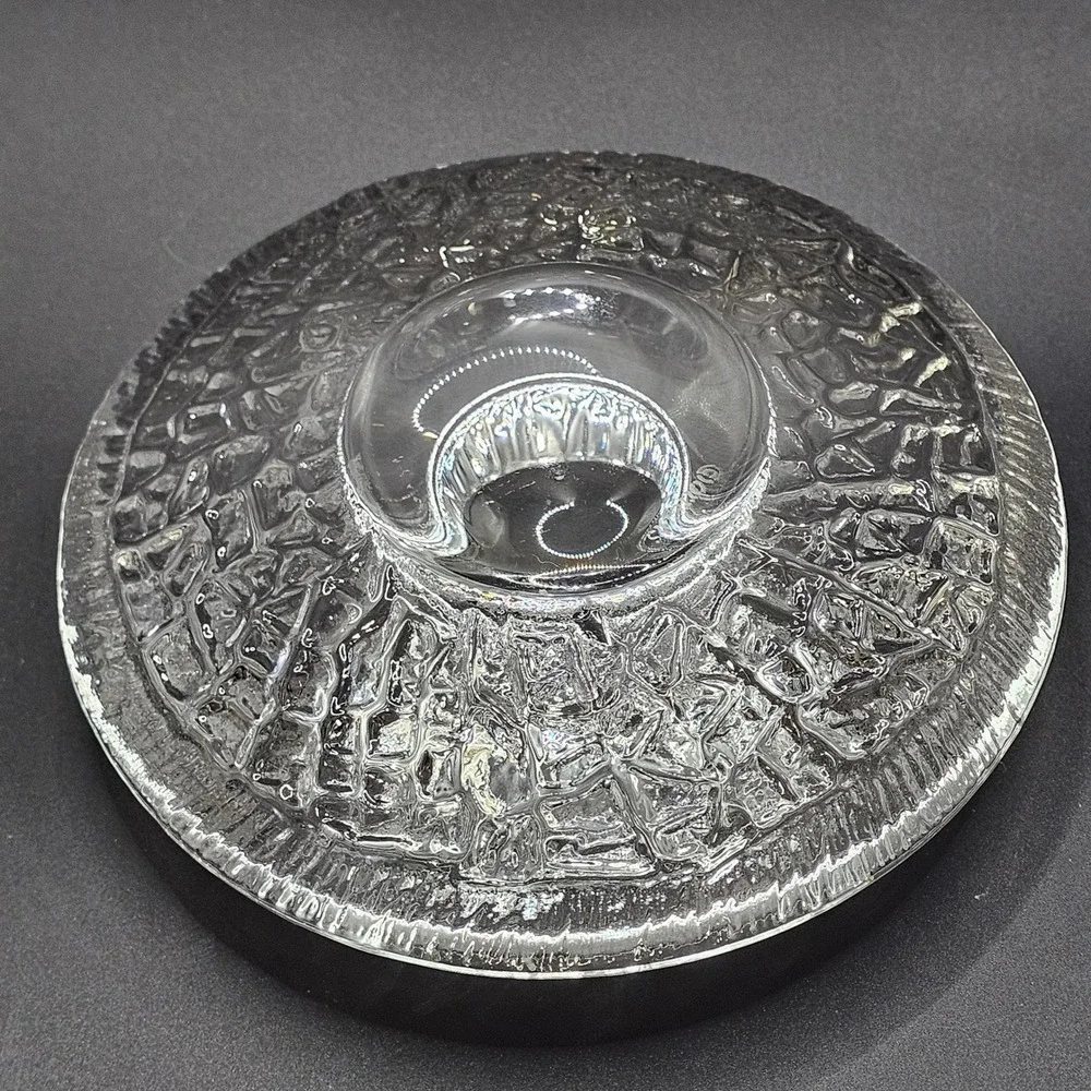 Orrefors Crystal Discus Votive Candle Holder Lars Hellsten Scandinavian‎ MCM